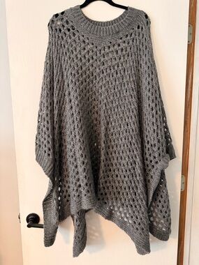 torrid Grey Open-Knit Sweater Poncho